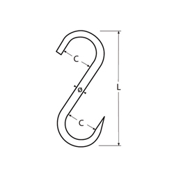 Technische Zeichnung zu S-Haken, Fleischerhaken 4x80mm, Edelstahl A2