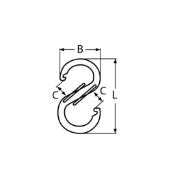 Technische Zeichnung zu S-Haken, gelb, 60mm mit Sicherheitssperre (Aluminium)