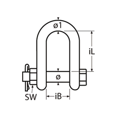 Technische Zeichnung zu SchÃ€kel mit Sicherungssplint, geschmiedet, 9,5mm (Edelstahl)