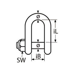 Technische Zeichnung zu SchÃ€kel mit Innensechskant und Sicherungsmutter 5mm (Edelstahl)
