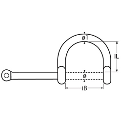 Technische Zeichnung zu SchÃ€kel weit mit unverlierbarem Bolzen 8mm (Edelstahl A4)
