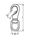 Technische Zeichnung zu Wichard Schnapphaken mit Wirbelauge 100mm (Edelstahl)