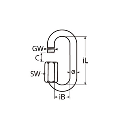 Technische Zeichnung zu Schnellverschluss 6mm (Edelstahl)