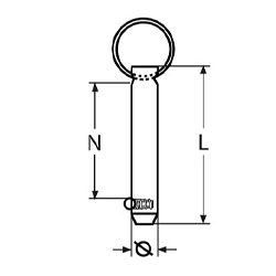 Technische Zeichnung zu Steckbolzen mit Kugelsicherung 6,3mm (Edelstahl)