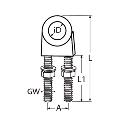 Technische Zeichnung zu U-Bolzen mit Auge M10 x 121mm (Edelstahl) A4