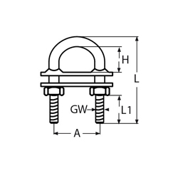 Technische Zeichnung zu U-Bolzen schwere AusfÃŒhrung, M12 x 110mm (Edelstahl) A4