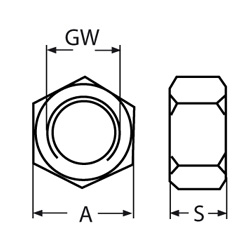 Technische Zeichnung zu Wantenspanner Kontermutter, zÃ¶llig 1/4", Linksgewinde (Edelstahl)