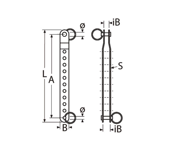 Technische Zeichnung zu Wantenversteller 200mm (Edelstahl A2)