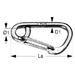 Technische Zeichnung zu Wichard Karabinerhaken symmetrisch 60mm (Edelstahl)