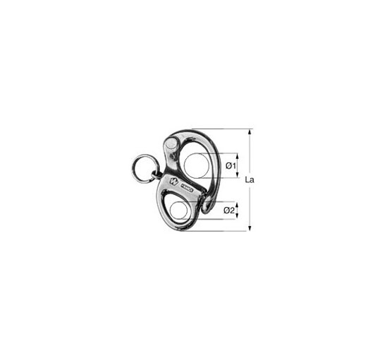 Technische Zeichnung zu WICHARD SchnappschÃ€kel 70mm feste Ãse (Edelstahl)