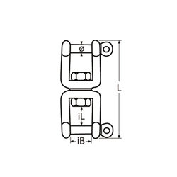 Technische Zeichnung zu Wirbel Gabel-Gabel/19mm (Edelstahl)