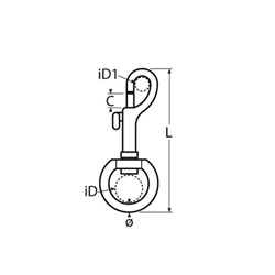 Technische Zeichnung zu Wirbel/Karabiner-mit Federzug 120mm (Edelstahl)