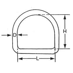 Technische Zeichnung zu D-Ring mit Steg Seasure 8x60mm (Edelstahl)